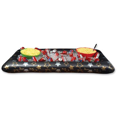 Beistle Club Pack Awards Night Inflatable Buffet Cooler Black, Gold, and Silver, Box of 6 Coolers