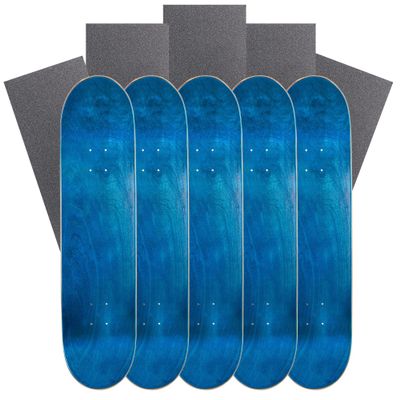 Cal 7 Blank Maple Skateboard Decks with Grip Tape (Bundle of 5) (Blue, 7.75")