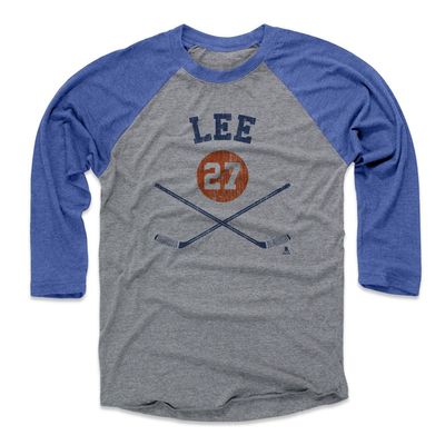 500 LEVEL Anders Lee Tee Shirt (Baseball Tee, XXX-Large, Royal/Heather Gray) - New York Raglan Tee - Anders Lee Sticks B
