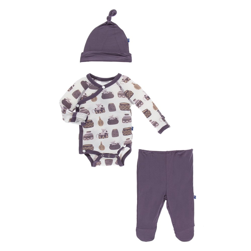 KicKee Pants Little Boys Kimono Newborn Gift Set with Elephant Box - Natural Bush Baby, 0-3 Months