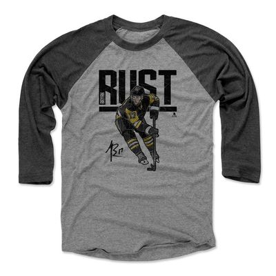 500 LEVEL Bryan Rust Tee Shirt (Baseball Tee, XXX-Large, Black/Heather Gray) - Pittsburgh Raglan Tee - Bryan Rust Hyper K
