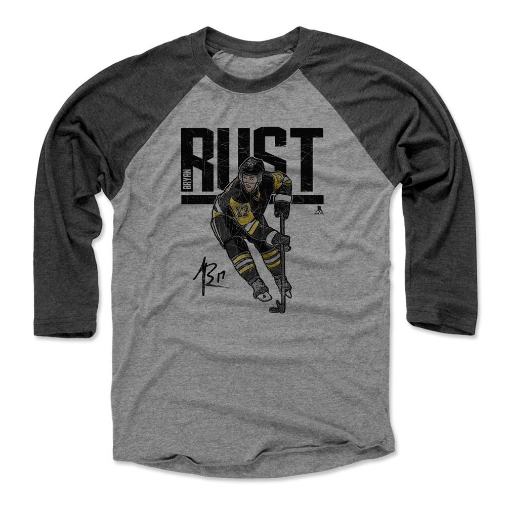 500 LEVEL Bryan Rust Tee Shirt (Baseball Tee, XXX-Large, Black/Heather Gray) - Pittsburgh Raglan Tee - Bryan Rust Hyper K
