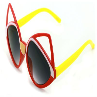 V.W.E. Kids sunglasses - Girl kitty Cat Ages 2 to 8 years old - 100% UV Protection (Red/Yellow)
