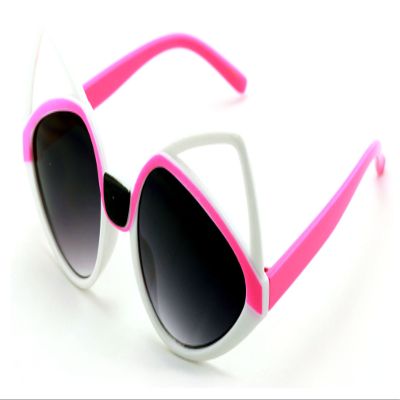 V.W.E. Kids sunglasses - Girl kitty Cat Ages 2 to 8 years old - 100% UV Protection (White/Pink)