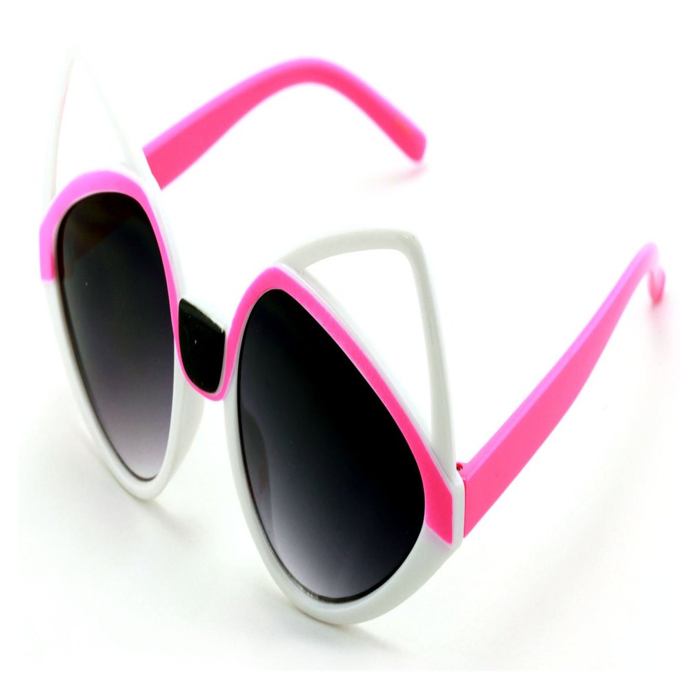 V.W.E. Kids sunglasses - Girl kitty Cat Ages 2 to 8 years old - 100% UV Protection (White/Pink)