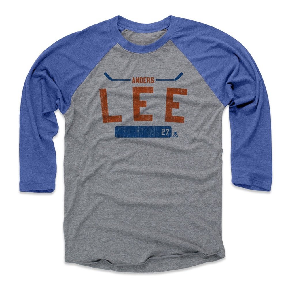 500 LEVEL Anders Lee Tee Shirt (Baseball Tee, XXX-Large, Royal/Heather Gray) - New York Raglan Tee - Anders Lee Athletic O