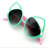 Kids sunglasses - Girl kitty Cat Ages 2 to 8 years old - 100% UV Protection (Green/Pink) view 2