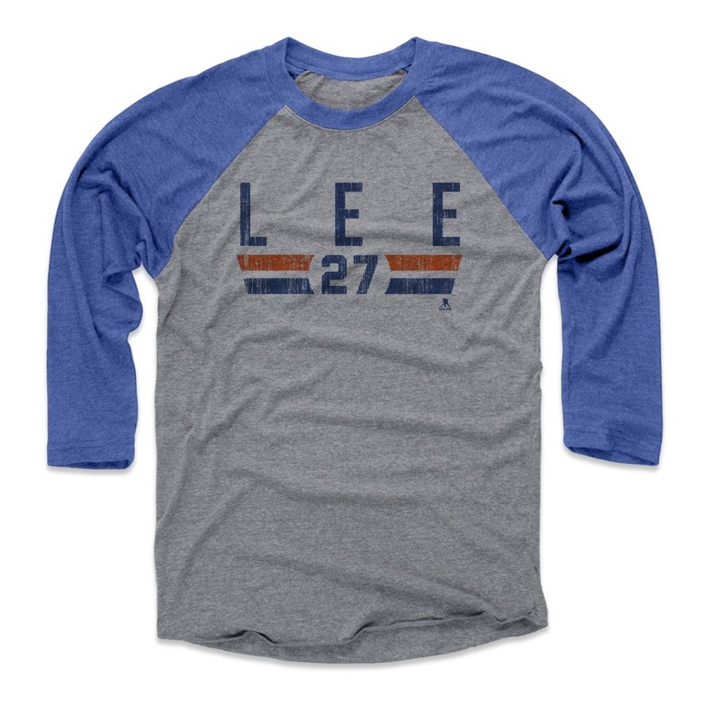 500 LEVEL Anders Lee Tee Shirt (Baseball Tee, XXX-Large, Royal/Heather Gray) - New York Raglan Tee - Anders Lee Font B