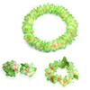 Lush Hawaiian Leis and Headpiece Set for Adults,Hawaiian Flower Leis Jumbo Necklace Bracelets Headband Set with Leaf for Hawaiian Luau Party Decoration Supplies(with Green Leavesgreen) view 1