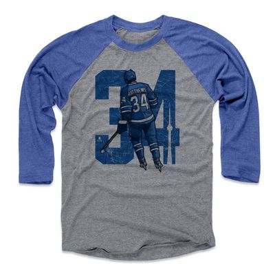 500 LEVEL Auston Matthews 3/4 Sleeve T-Shirt (Baseball Tee, XXX-Large, Royal/Heather Gray) - Auston Matthews Alpha B