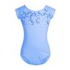 Alvivi Kids Girls Sequined Short Sleeves Strappy Back Ballet Dance Leotard Gymnastics Dancing Bodysuit Dancewear Sky Blue 4 view 2