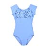 Alvivi Kids Girls Sequined Short Sleeves Strappy Back Ballet Dance Leotard Gymnastics Dancing Bodysuit Dancewear Sky Blue 4 view 3