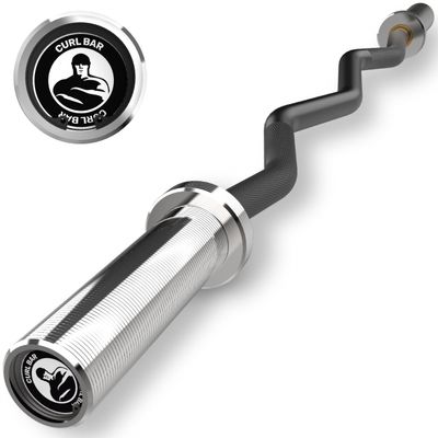 EZ Curl Bar [Bells of Steel] EZ Bar Olympic Curl Barbell for Bicep, Tricep Workouts, 2-Inch Curling Barbell with Angled Grips for Home Gym, 500lb Weight Capacity