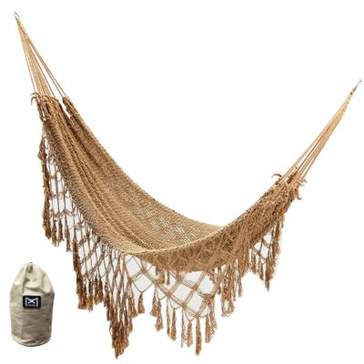 MX outdoor Net Hammock with Fringe (Grey)