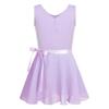 dPois Kids Girls' Cotton Sleeveless Ballet Dance Dress Gymnastics Leotard with Wrap Skirt Two-Pieces Set Lavender 7-8 Years view 1