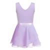 dPois Kids Girls' Cotton Sleeveless Ballet Dance Dress Gymnastics Leotard with Wrap Skirt Two-Pieces Set Lavender 7-8 Years view 2