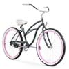 Firmstrong Urban Lady Single Speed 26" Beach Cruiser Bicycle, Army Green/Pink Rims w/ White Seat view 1