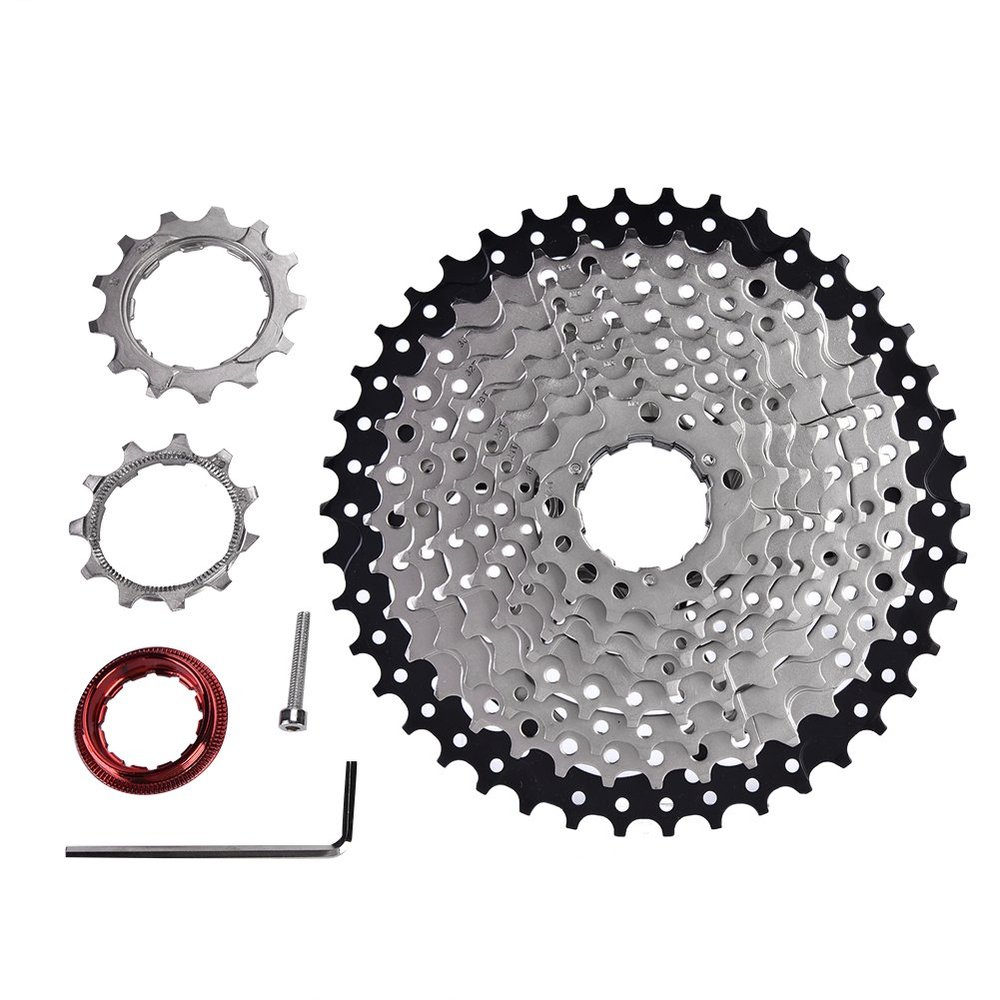 Cassette, Freewheel 10 Speed Mountain Sprocket 11-42T Wide Ratio Cassette with Wrench and Screw and Spare Parts Cassette 10 Cassette