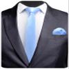 GUSLESON 2.4" Slim Necktie and Handkerchief Set For Men Solid Skinny Tie (0754-04) view 1