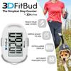 3DFitBud Simple Step Counter Walking 3D Pedometer by 3DActive with Clip, Lanyard Accurate Step Tracker Large Display, Easy to Use for Kids Men Women Adult Seniors Daily Step Tracking - A420S - White view 2