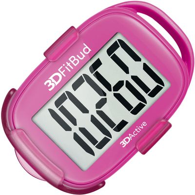3DFitBud Simple Step Counter Walking 3D Pedometer by 3DActive with Clip, Lanyard Accurate Step Tracker Large Display, Easy to Use for Kids Men Women Adult Seniors Daily Step Tracking - A420S - Pink