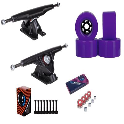 Cal 7 Longboard Flywheel 10.75" Axle Black Truck Bearing 90mm Purple Skateboard Wheels