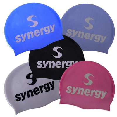 Synergy Silicone Swim Caps 3-Pack (Black/Blue/Silver BL 3-Pack)