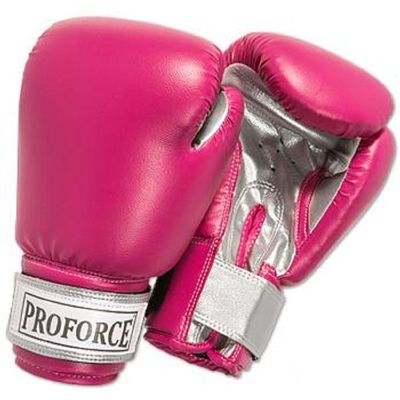 Pro Force Leatherette Boxing Gloves with White Palm (Fuchsia/Silver, 12 oz.)