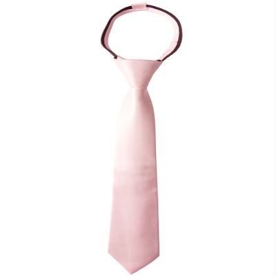 Spring Notion Boys' Pre-tied Satin Zipper Necktie - Adjustable Ties for Kids, X-Large, Blush Pink