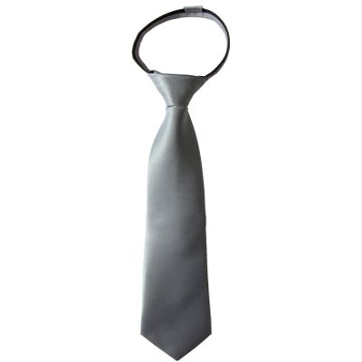 Spring Notion Boys' Pre-tied Satin Zipper Necktie - Adjustable Ties for Kids, X-Large, Medium Grey