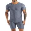 ACSUSS Men's Spandex Zipper Front Bodysuit Workout Dance Biketard Unitard Wrestling Singlet Jumpsuit Gray X-Large view 1