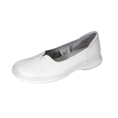 24 Hour Comfort Kallie (1024) Women's Wide Width Leather Comfort Slip-On Shoes White 5