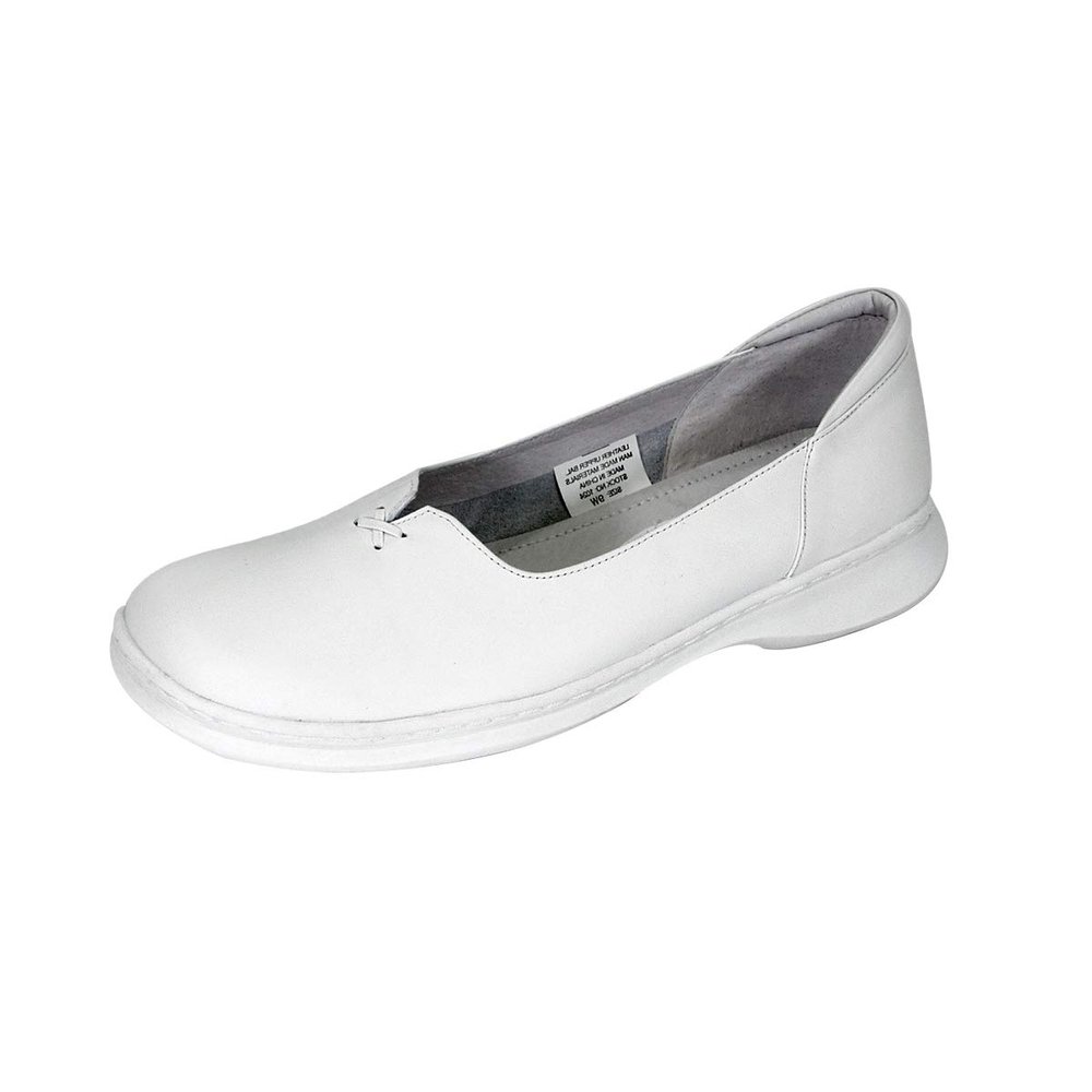 24 Hour Comfort Kallie (1024) Women's Wide Width Leather Comfort Slip-On Shoes White 5