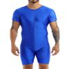 ACSUSS Men's Spandex Zipper Front Bodysuit Workout Dance Biketard Unitard Wrestling Singlet Jumpsuit Blue Medium view 1