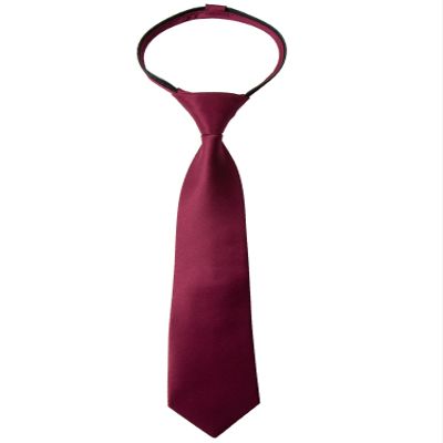 Spring Notion Boys' Pre-tied Satin Zipper Necktie - Adjustable Ties for Kids, Small, Burgundy