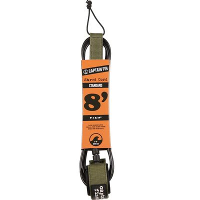 Captain Fin Shred Cord Standard Surfboard Leash - Army - 8'