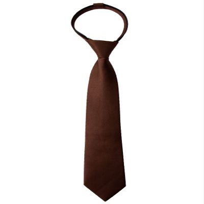 Spring Notion Boys' Pre-tied Satin Zipper Necktie - Adjustable Ties for Kids, X-Large, Brown