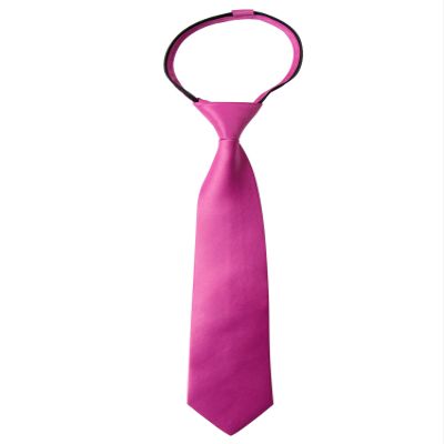 Spring Notion Boys' Pre-tied Satin Zipper Necktie - Adjustable Ties for Kids, Large, Fuchsia