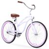 Firmstrong Urban Lady Single Speed 26" Beach Cruiser Bicycle, White/Pink Rims w/ Brown Seat view 1