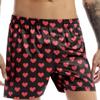 ACSUSS Men Adults Frilly Satin Boxers Shorts Silk Summer Sleep Bottom Underwear for Valentines Day Heart Print Black Large view 4