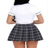 Agoky Sexy Schoolgirl Lingerie Set Japanese Anime Roleplay Outfits Uniform Sets Shirt with Plaid Skirt White Navy XX-Large view 3