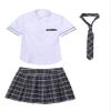 Agoky Sexy Schoolgirl Lingerie Set Japanese Anime Roleplay Outfits Uniform Sets Shirt with Plaid Skirt White Navy XX-Large view 4