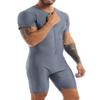 ACSUSS Men's Spandex Zipper Front Bodysuit Workout Dance Biketard Unitard Wrestling Singlet Jumpsuit Gray Medium view 2