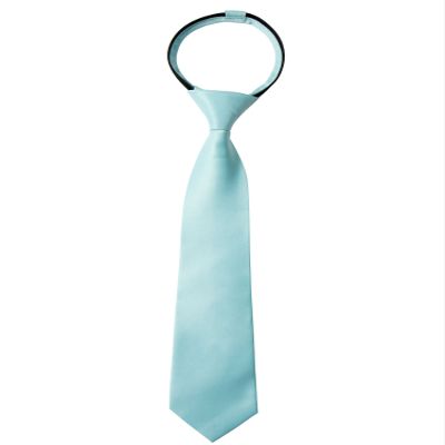 Spring Notion Boys' Pre-tied Satin Zipper Necktie - Adjustable Ties for Kids, X-Small, Aqua