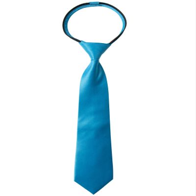 Spring Notion Boys' Pre-tied Satin Zipper Necktie - Adjustable Ties for Kids, Large, Turquoise