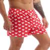 ACSUSS Men Adults Frilly Satin Boxers Shorts Silk Summer Sleep Bottom Underwear for Valentines Day Heart Print Red Large view 3