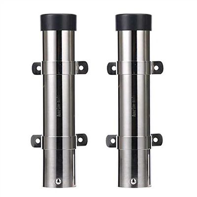 Amarine Made Pair of Boat Marine Fishing Stainless Steel Side Mount Rod Holders with Brackets-7743S