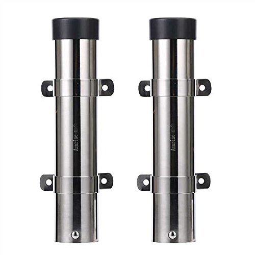 Amarine Made Pair of Boat Marine Fishing Stainless Steel Side Mount Rod Holders with Brackets-7743S