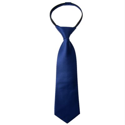 Spring Notion Boys' Pre-tied Satin Zipper Necktie - Adjustable Ties for Kids, Small, Navy