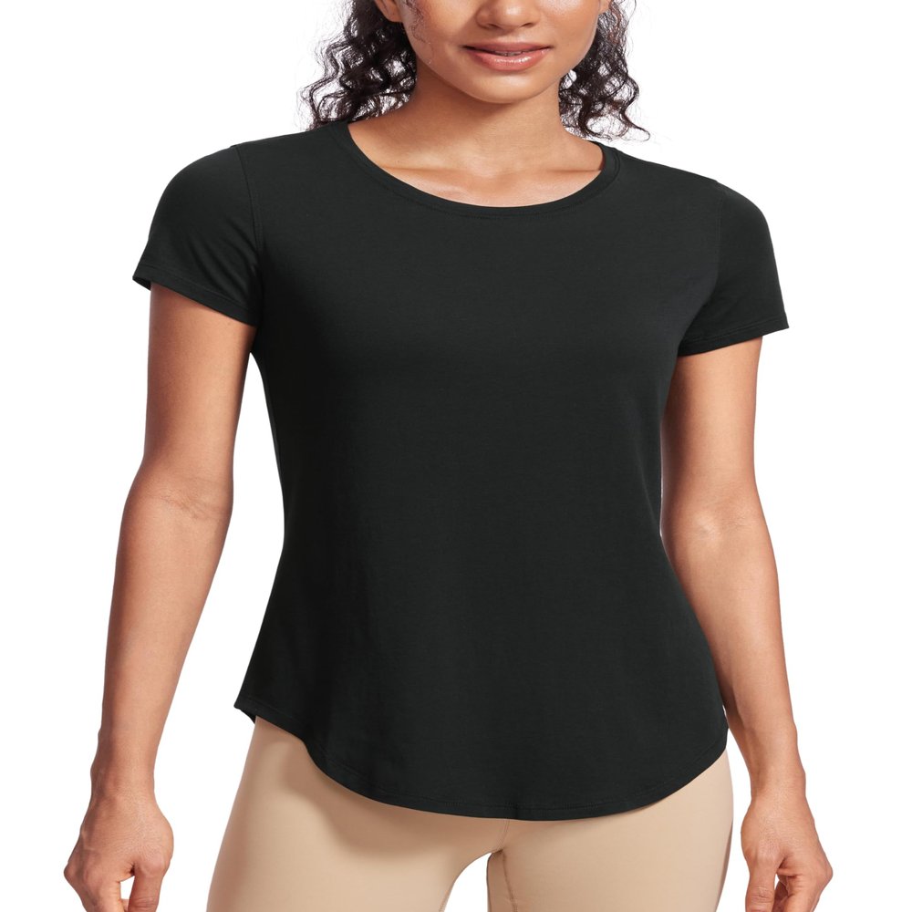 CRZ YOGA Pima Cotton Round Neck T-Shirt Black Small